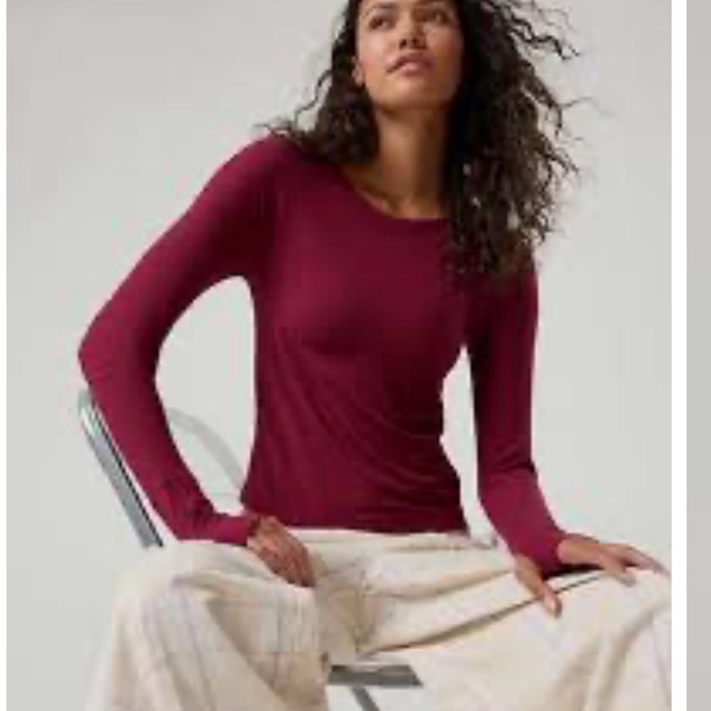 OFFLINE by aerie thumbs up fitted ribbed t-shirt in deep cherry